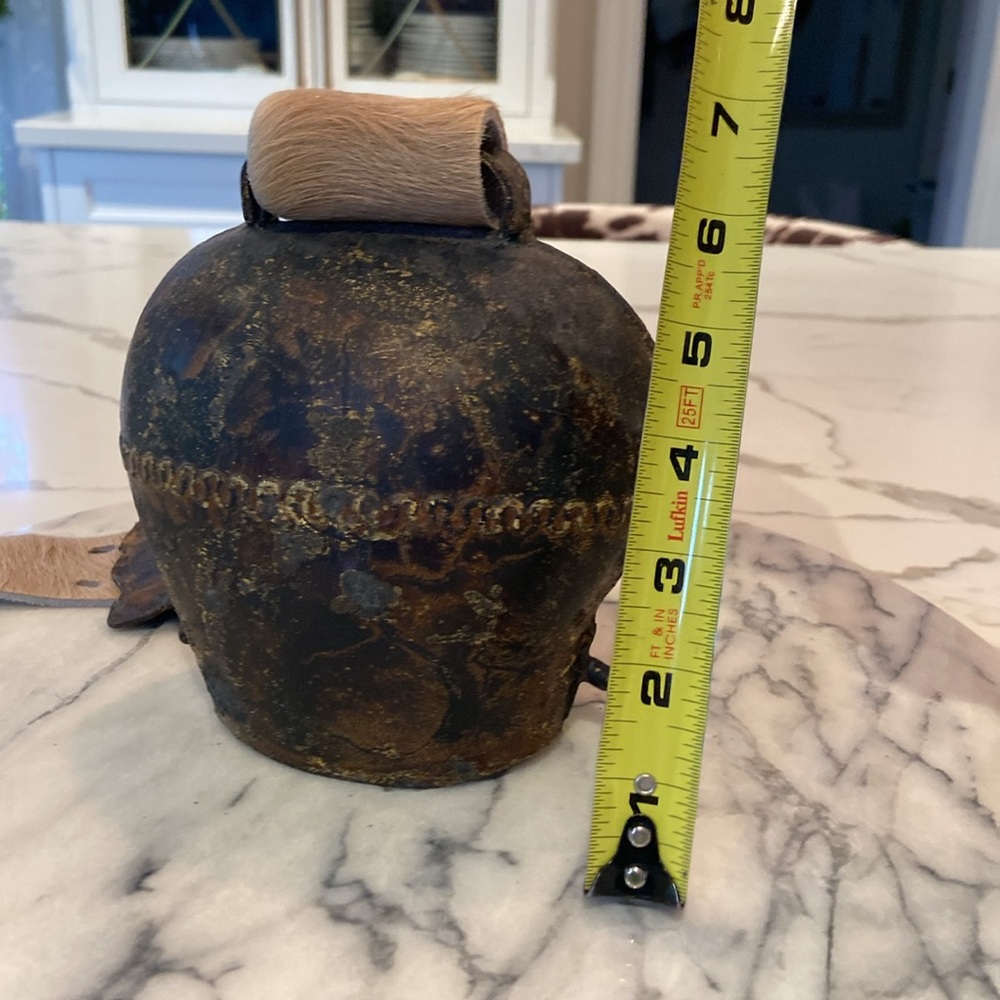 Vintage Large Rustic Swiss Hand forged Metal Hanging Cowbell with Leather Strap. - Picture 10 of 13